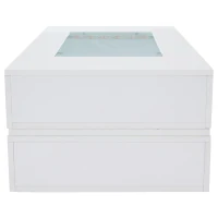 Tavolino da salotto a LED con controllo tramite app Bluetooth, piano in vetro e design cavo, 100x50x35 cm, Bianco(m-7)