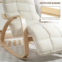 HOMCOM Poltrona a dondolo imbottita, poltrona relax con braccioli e telaio in acciaio, per soggiorno, camera da letto, Bianco crema(m-8)