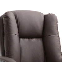 HOMCOM Mid Back Executive Office Chair, Faux Leather Computer Desk Chair with Swivel, Double-Tier Padding, Arm, Wheels, Brown(m-21)