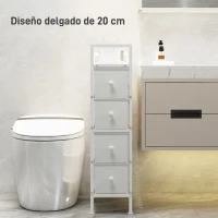 HOMCOM Cómoda con 4 Cajones de Tela Marco de Acero Cómoda para Dormitorio para Espacios Pequeños Salón Vestidor Blanco(m-4)