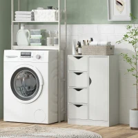 HOMCOM Meuble de rangement buffet commode moderne 1 placard et 4 tiroirs - en bois - pour salon, cuisine, entrée, salle à manger - blanc(m-10)