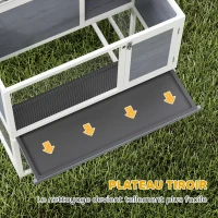 PawHut Clapier lapin extérieur cage à lapin 2 étages spacieux toit double ouverture plateau amovible 98x95x102,5cm gris(m-5)