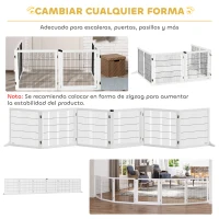 PawHut Barrera de Seguridad para Perros Plegable de Madera para Escaleras y Puertas con Soporte de Pie 432x36x70 cm Blanco(m-5)