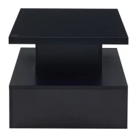 Tavolino da salotto a 2 livelli con luce LED a 16 colori, ripiano aperto e cassetto, 100x50x39 cm, Nero(m-7)