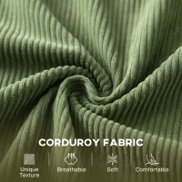 HOMCOM 2-zitsbank, 134 cm Corduroy Bank met Pocketveren, Dikke Rugleuning, Houten Accent, Groen(m-5)