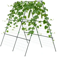 Outsunny Soporte para Plantas Trepadoras de Jardín Triangular con Estructura de Acero para Frutas Verduras 180x100x180 cm Verde(m-10)