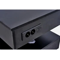 Tavolino da salotto moderno con illuminazione LED e spazio a scomparsa, 100x50x42 cm, Nero(m-9)