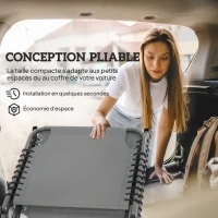 Outsunny Bain de Soleil transat Pliable Dossier inclinable Multi-Positions Acier thermoplastique Lacets élastiques Noir textilène Gris(m-6)