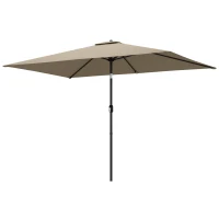 Outsunny Garden Parasol, Parasol Umbrella with Crank Handle, Tilt Function, Polyester Canopy, Khaki(m-11)