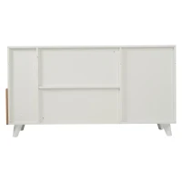 Credenza moderna con spazio contenitore, in Truciolato, 130x40x70 cm, Bianco e color Legno(m-13)