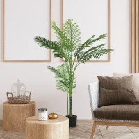 HOMCOM Plante artificielle intérieure 150 cm, palmier arbre artificiel avec pot en plastique et flocage, vert(m-10)