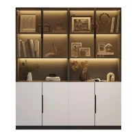 Vetrina per collezione moderna con illuminazione LED, 160x30x200 cm, Bianco(m-9)