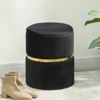 HOMCOM Velvet-Feel Storage Ottoman - Black(m-2)