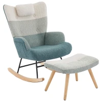 Fauteuil à bascule en bouclé au motif patchwork rayé coloré avec design ergonomique et dossier haut, Multicolore(m-2)
