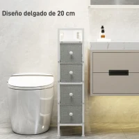 HOMCOM Cómoda con 4 Cajones de Tela Marco de Acero Cómoda para Dormitorio para Espacios Pequeños Salón Vestidor Gris Claro(m-4)