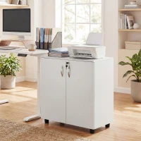 Vinsetto Armoire de bureau à 2 niveaux, meuble de rangement bureau avec 2 portes, serrures et clés, 80x40x80cm, blanc(m-10)