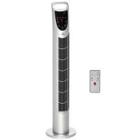 HOMCOM Ventilador de Torre Ventilador Vertical 40W con Mando a Distancia 3 Velocidades Temporizador 7,5h Ø18x78,5 cm Plata(m-10)