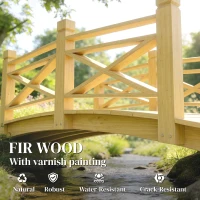 Outsunny Pont de Jardin en Bois Carbonisé Arqué Main Courante Sécurisée et Charge 200kg 174 x 78 x 57,5 cm Naturel(m-4)