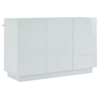 Credenza da sala da pranzo minimal con luce LED, in truciolato, 120x40x75 cm, Bianco(m-2)