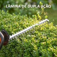 Outsunny Cortador de Sebes a Bateria 18V com Bateria de 2000mAh Lâmina de Dupla Ação 51 cm Motor sem Escovas e Carregador Laranja(m-6)