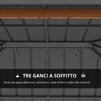 Outsunny Pergola da giardino con tetto rigido in metallo zincato, struttura in alluminio, tendaggi e zanzariere, 3x4 m(m-6)