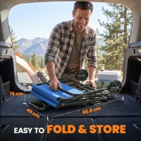 Outsunny Carro de Jardín Plegable con Ruedas Mango Ajustable Carga 68 kg para Campaña Compra 81x45x89 cm Azul(m-6)