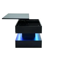 Tavolino da salotto moderno con illuminazione LED e spazio a scomparsa, 100x50x42 cm, Nero(m-7)