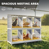 PawHut Legnest voor kippen, verhoogd houten kippennest met 6 compartimenten, 4 zitstokken voor kleine dierenhok, 102 x 50 x 91 cm, grijs(m-4)