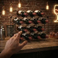 HOMCOM Porte-bouteilles Design Géométrique en Nid d'Abeille, Noir(m-4)