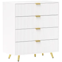 HOMCOM Elegant Four-Drawer Bedside Table - White(m-10)