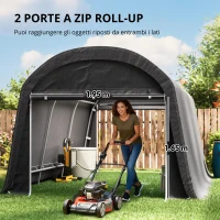 Outsunny Ripostiglio da Giardino con Telo in Plastica, Tettoia per Attrezzi, Garage Pieghevole, 300 x 450 x 230 cm, Grigio Scuro(m-7)