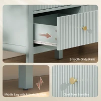 HOMCOM Fluted Dresser, 6 Drawer Chest of Drawers for Bedroom, Living Room, Hallway, Closet, Green(m-6)