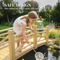 Outsunny Pont de Jardin en Bois Carbonisé Arqué Main Courante Sécurisée et Charge 200kg 174 x 78 x 57,5 cm Naturel(m-5)