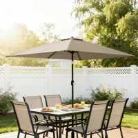 Outsunny Garden Parasol, Parasol Umbrella with Crank Handle, Tilt Function, Polyester Canopy, Khaki(m-9)