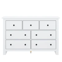 Madia credenza minimal portaoggetti con 7 cassetti, 152x40x88.5 cm, Bianco(m-2)