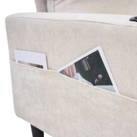 Divano letto angolare a 3 posti con 2 portabicchieri, 3 porte USB e tasche laterali, 202x137x80 cm, Beige(m-10)