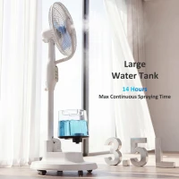 HOMCOM Ventilador de pie con niebla pulverizada, 70° oscilación, 3 velocidades, 3 modos, depósito de agua 3,5L, Blanco(m-4)