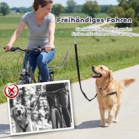 PawHut Fahrradleine für Hunde mit Stoßdämpfern verstellbar Gurt abnehmbar Schnellverschluss für Training Joggen Silber+Schwarz(m-8)