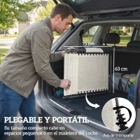 Outsunny Set de 2 Tumbonas Plegables con Reposacabezas Parasol Bolsillo Lateral y Respaldo Reclinable en 5 Posiciones Crema(m-7)