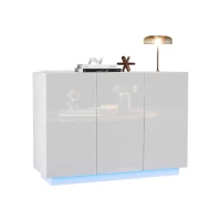 Credenza da sala da pranzo minimal con luce LED, in truciolato, 120x40x75 cm, Bianco(m-14)