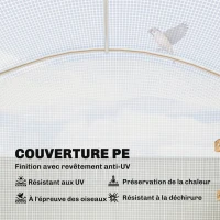 Outsunny Serre tunnel de jardin 6m², serre de jardin tunnel 300x200x195cm bâche PE 220g/m² bords prolongés 50 cm avec porte blanc(m-4)