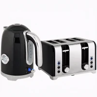 HOMCOM Retro 3000W Kettle and Toaster Set - Black(m-1)