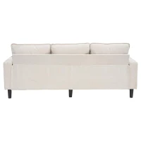 Divano letto angolare a 3 posti con 2 portabicchieri, 3 porte USB e tasche laterali, 202x137x80 cm, Beige(m-7)