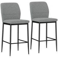HOMCOM Set de 2 Taburetes Altos con Tapizado Aterciopelado y Patas de Acero para Cocina Comedor Barra 41x52x97 cm Gris(m-1)
