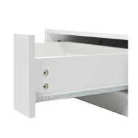 Tavolino da salotto moderno e lucido con illuminazione LED e 2 cassetti, 100x60x49.5 cm, Bianco(m-10)