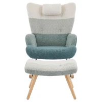 Fauteuil à bascule en bouclé au motif patchwork rayé coloré avec design ergonomique et dossier haut, Multicolore(m-12)