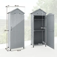 Outsunny Armário de jardim em madeira extra alto com prateleiras ajustáveis, porta magnética, telhado galvanizado, ventilação(m-3)