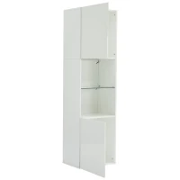 Vetrina per collezione con illuminazione LED e ripiano in vetro, 45x35x160 cm, Bianco(m-14)