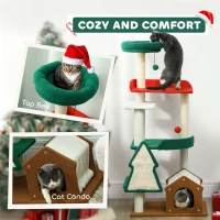 Drapak dla kota 135 cm, 6 poziomów, kolorowe święta(m-5)