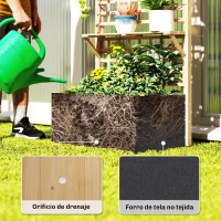 Outsunny Jardinera con Enrejado y Techo de Madera para Plantas Trepadoras con 2 Estantes Drenaje y Forro 76x43,5x177 cm Natural(m-7)